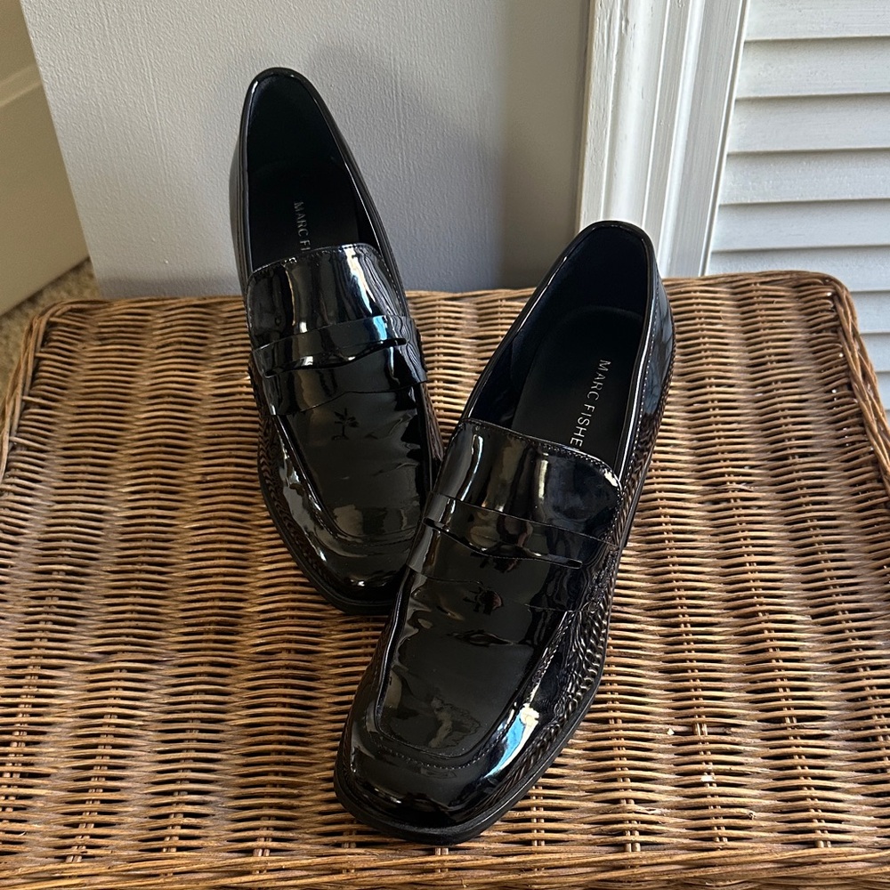 Marc Fisher Glossy Black Loafers